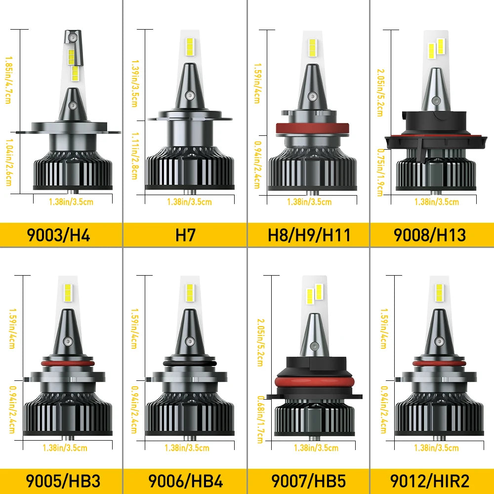 H4 LED H11 H8 9005 9006 HB3 9003 9012 H7 LED Headlight Bulb Canbus Car Lights 16000LM 80W 6500K 12V 24V Auto Lamp No Radio Noise