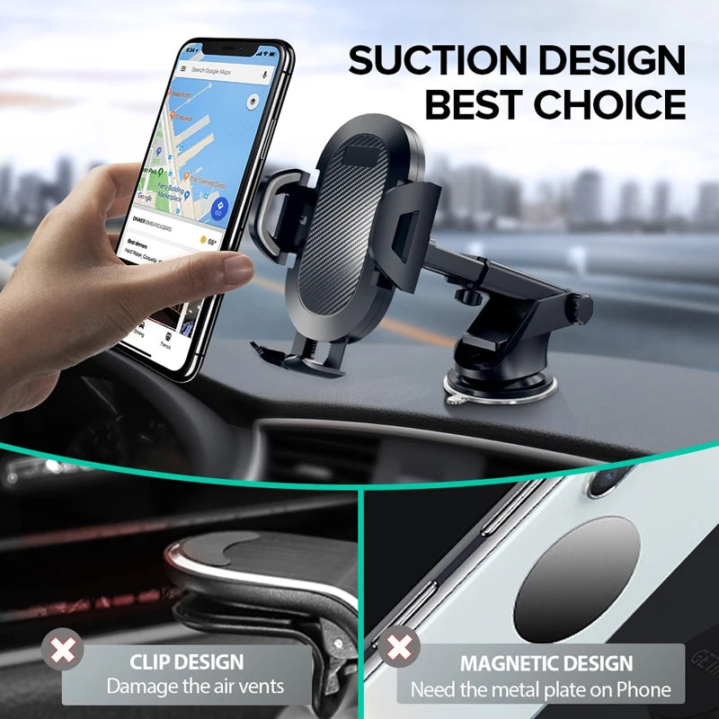 Soporte de Teléfono para Auto con Copa de Succión y Clip Universal