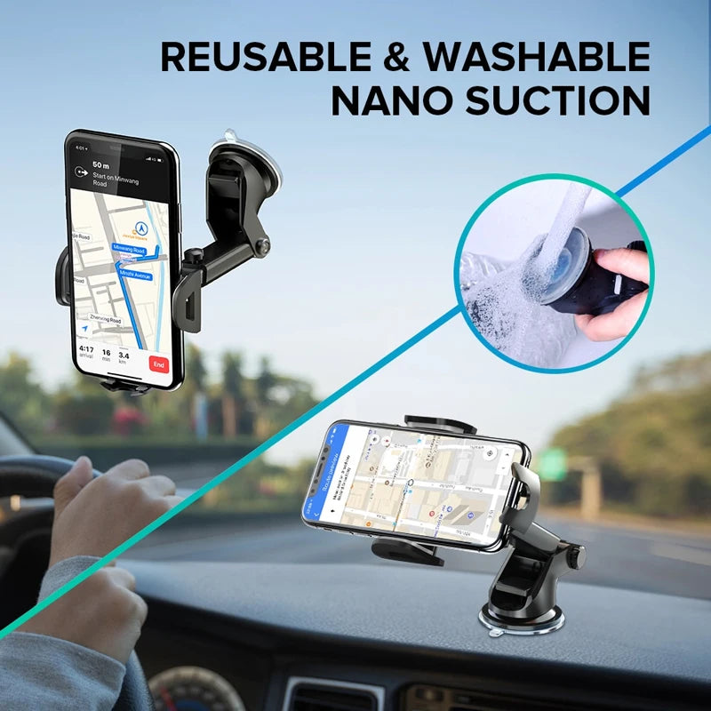 Soporte de Teléfono para Auto con Copa de Succión y Clip Universal