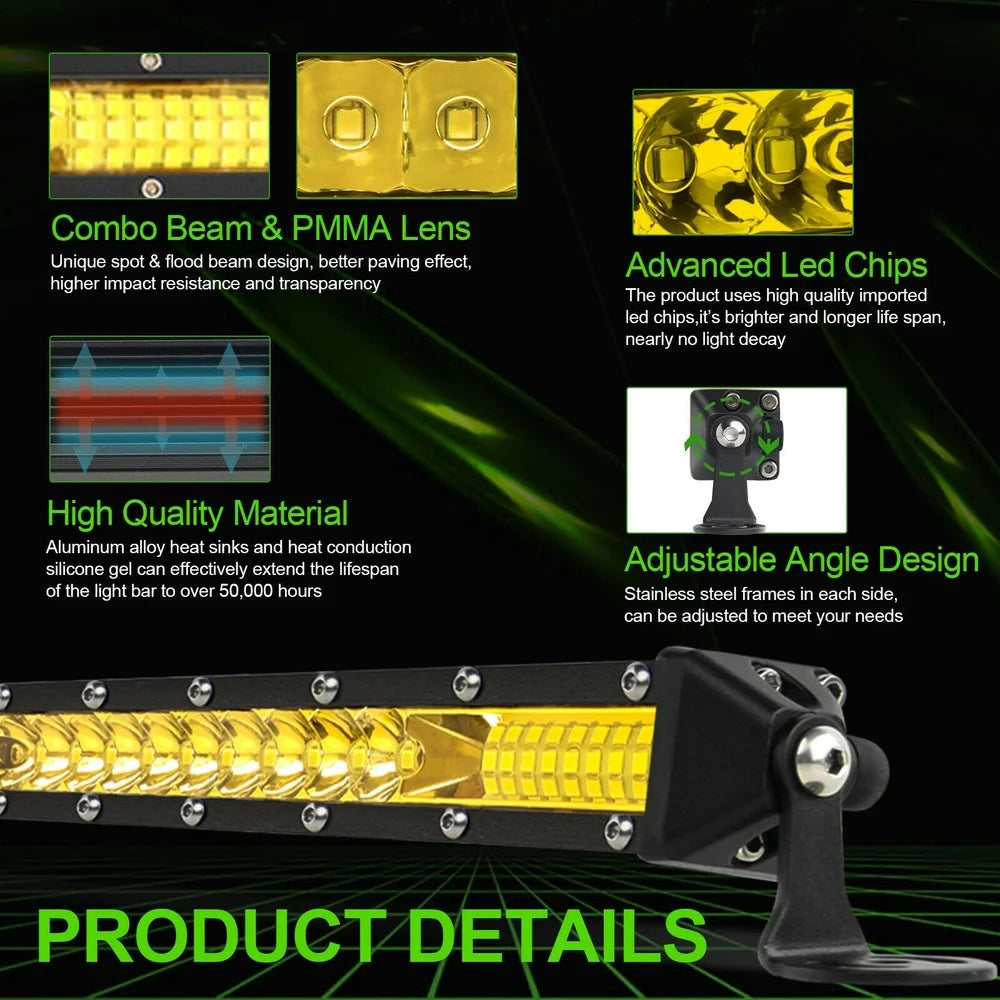 LED Light Bar Amber 3000K Spot/Flood 12V/24V