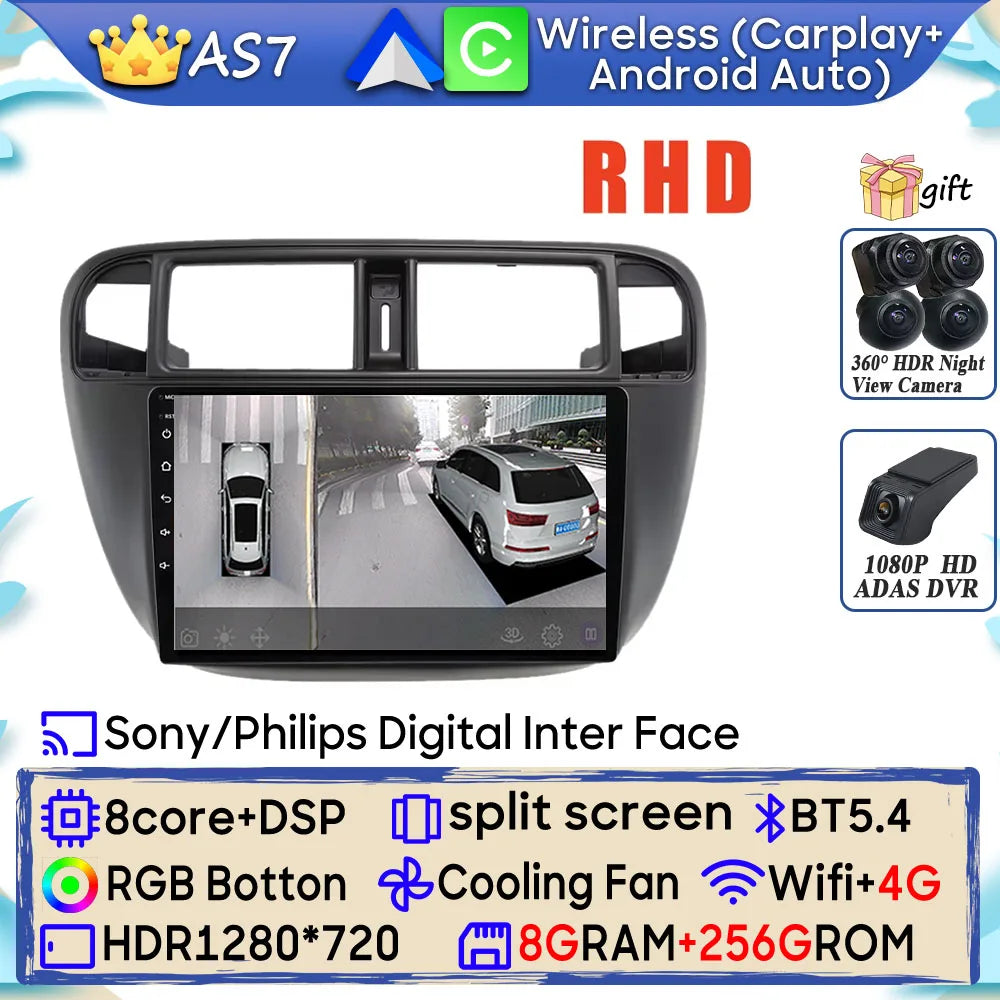 Radio Android 9" para Honda Civic 1995-2001 con GPS, CarPlay y WiFi