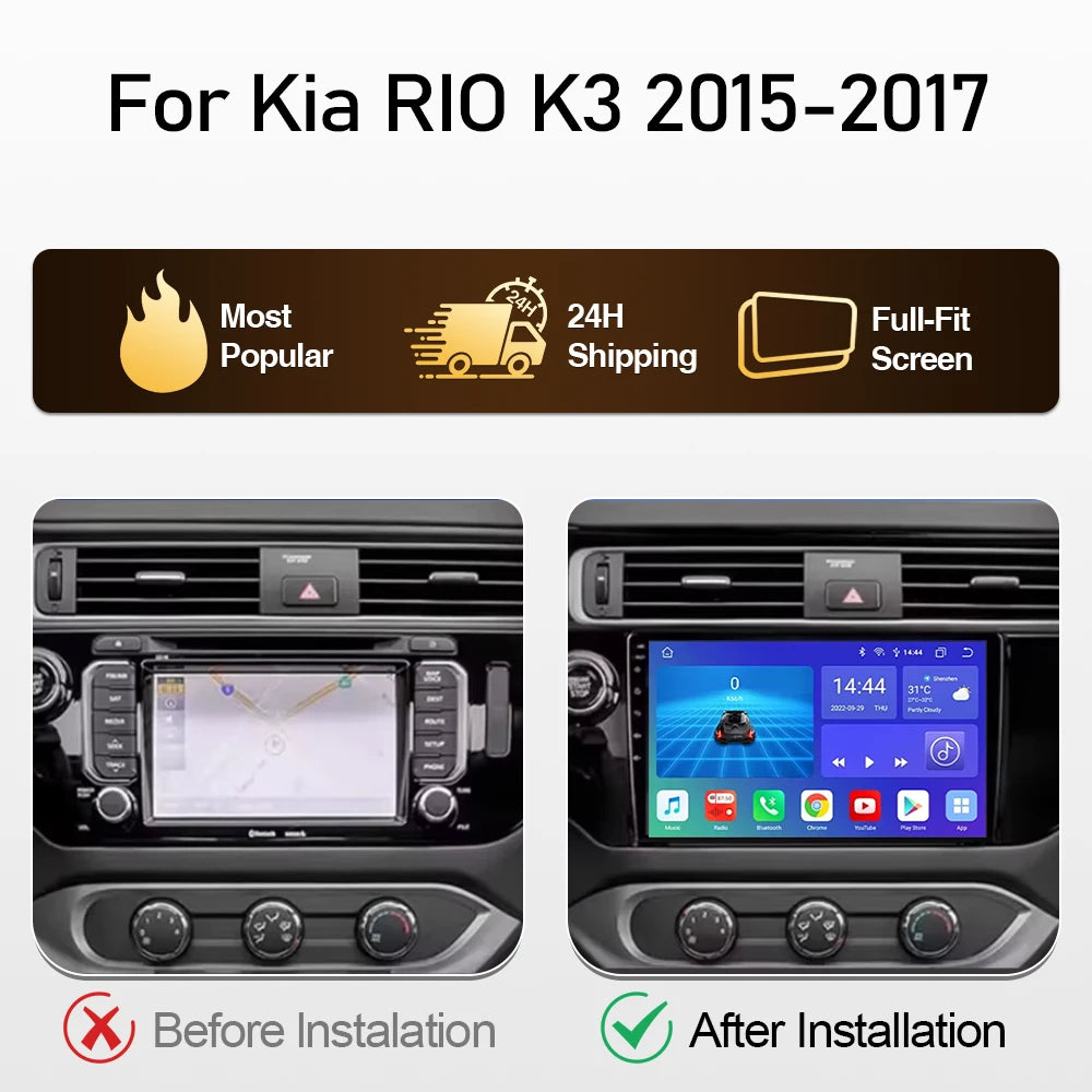 Android Car Radio for KIA RIO K3 2015-2017 | 9" Touch Screen GPS Navigation Wireless CarPlay Android Auto