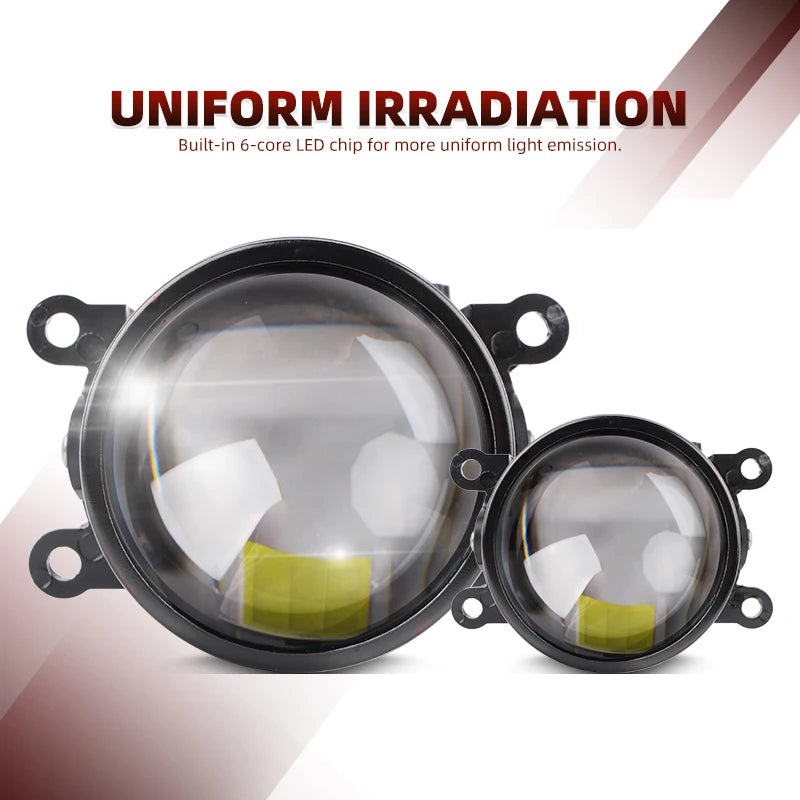 H11 LED Fog Light Headlight Bulb Pure White Light Dual LED Projector Lens High and Low Beam High Power 80W Universal Fog Lights