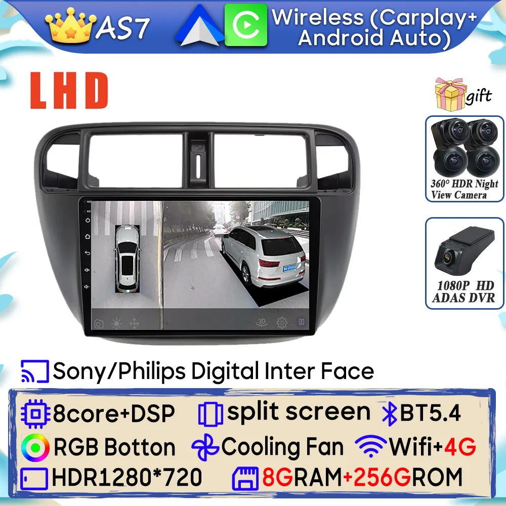 Radio Android 9" para Honda Civic 1995-2001 con GPS, CarPlay y WiFi