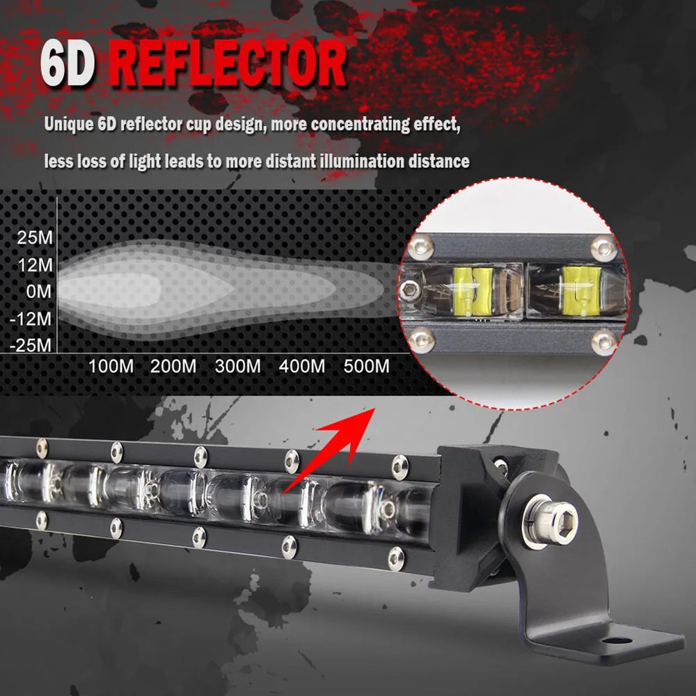 Barra LED 8" Off-Road 30W 6500K IP68 para Camiones, SUV y ATV