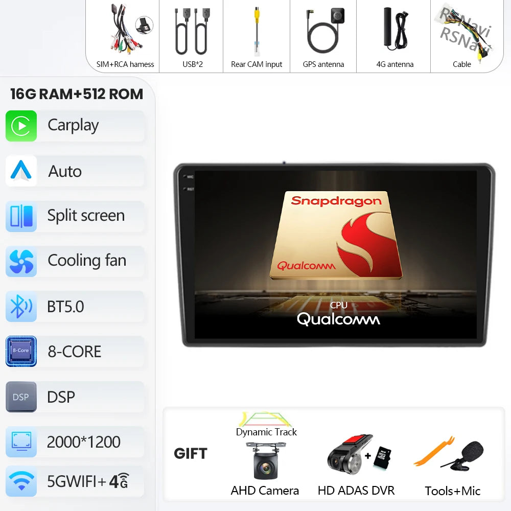 Android Car Radio for Hyundai I40 2011-2016 | 9" QLED GPS Navigation CarPlay 4G WiFi DSP Bluetooth