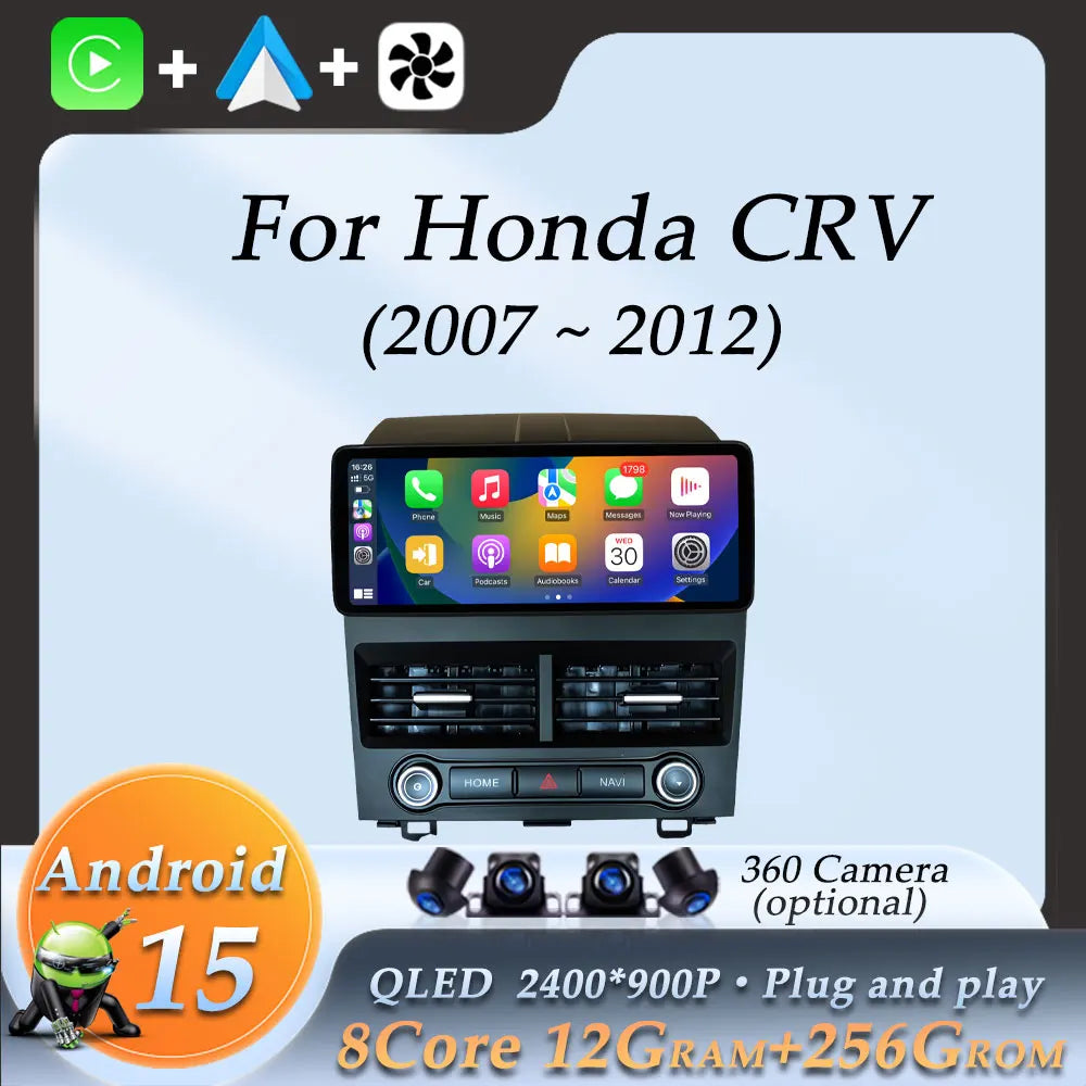Radio Android 12.3" para Honda CRV 2007-2012 con CarPlay y GPS
