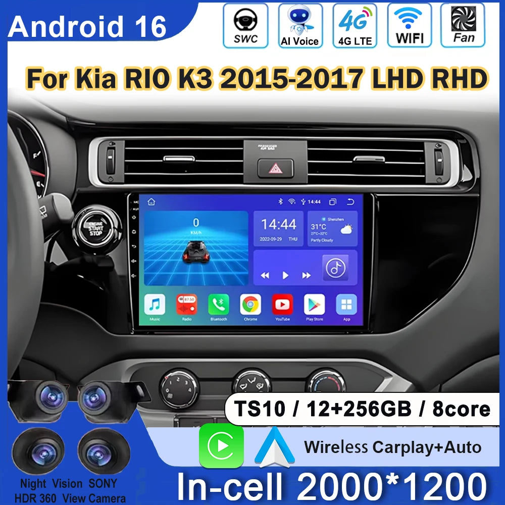 Android Car Radio for KIA RIO K3 2015-2017 | 9" Touch Screen GPS Navigation Wireless CarPlay Android Auto