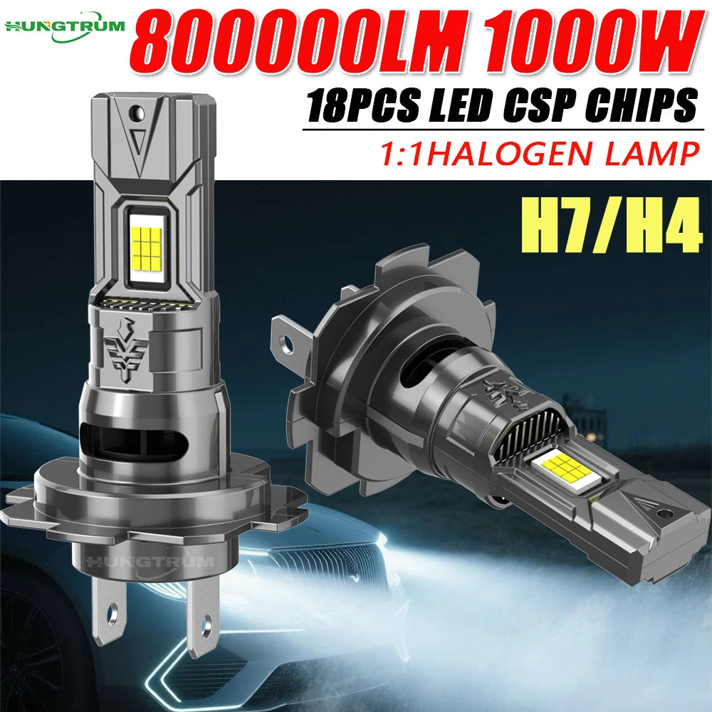 H7 H4 Led Canbus Lights for Car High Power Headlight Ultra Powerful Turbo Bulb Motorcycle Ampoule LED H7 Automobile Lamp Foggers