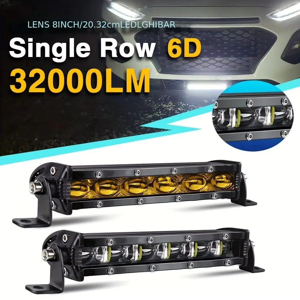 Barra LED 8" Off-Road 30W 6500K IP68 para Camiones, SUV y ATV