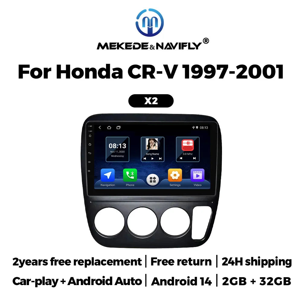 Car Radio Android 14 Autoradio For Honda CRV CR-V 3 1997-2001 Multimedia Player GPS Navigation 2din Stereo BT Carplay Head Unit