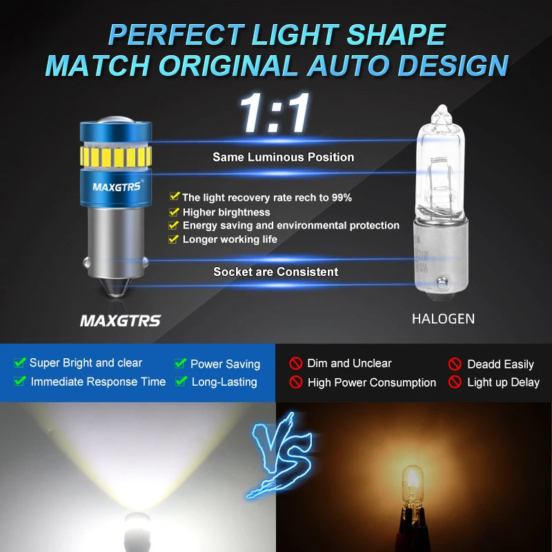 LED Bulb BA9S T4W 12V/24V Interior & License Plate 2pcs