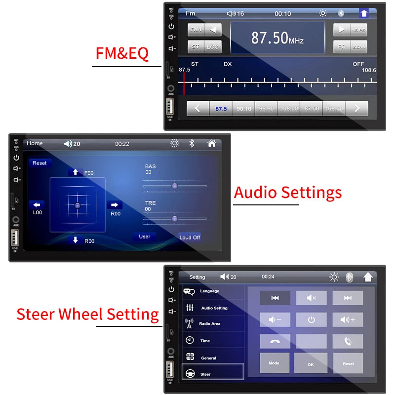 Radio para Auto 7" Pantalla Táctil con Bluetooth y Mirror Link