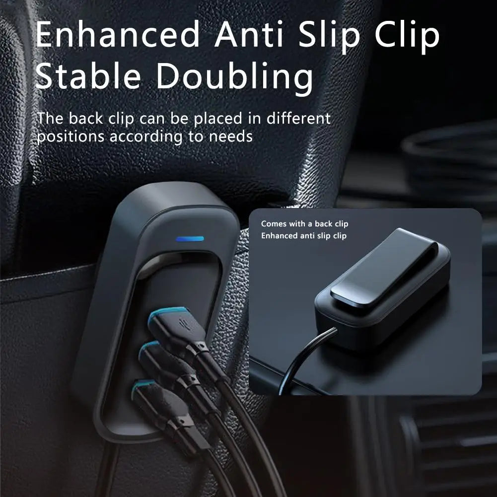 Cargador USB Tipo C para Auto 6 Puertos con Luz RGB y Carga Rápida PD
