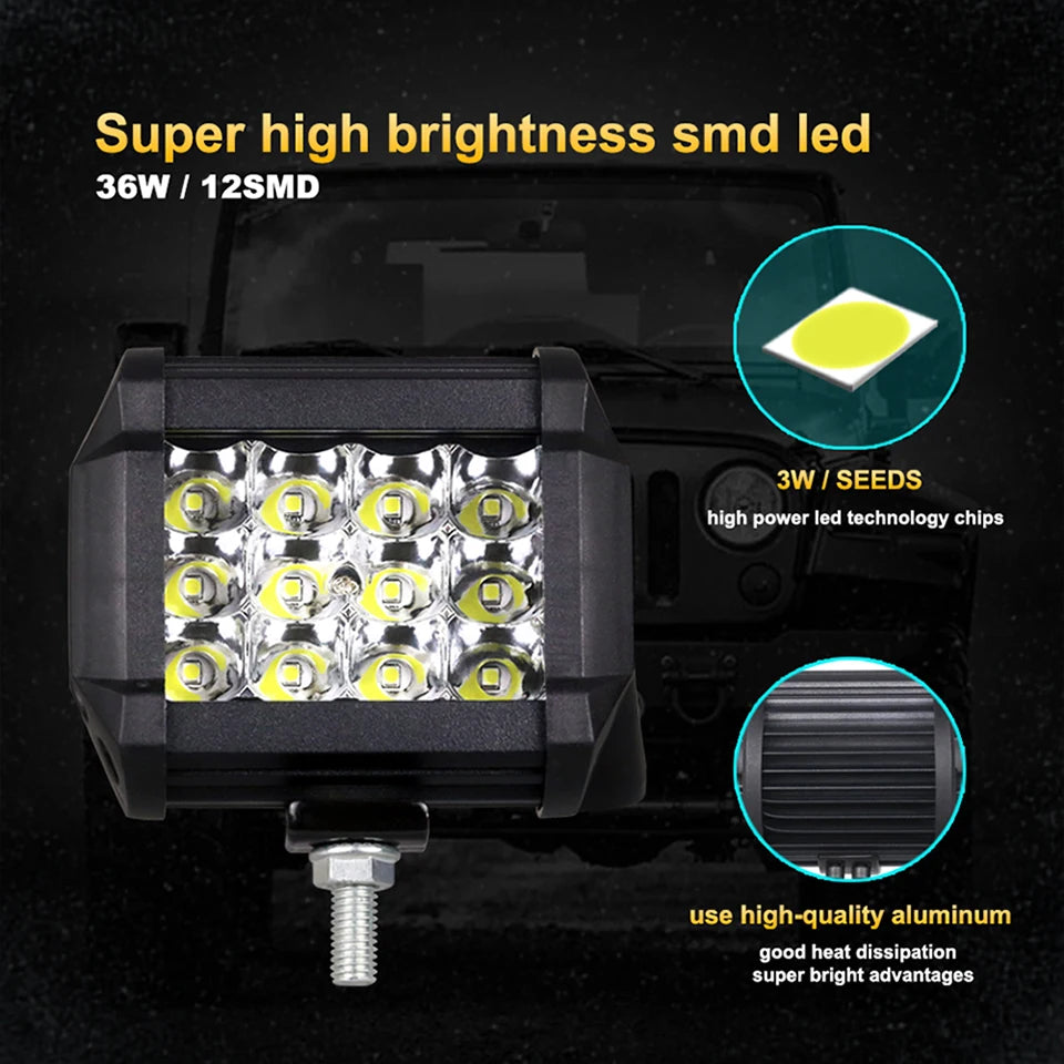 LED Work Light Bar Spot/Flood Off-Road 12V/24V