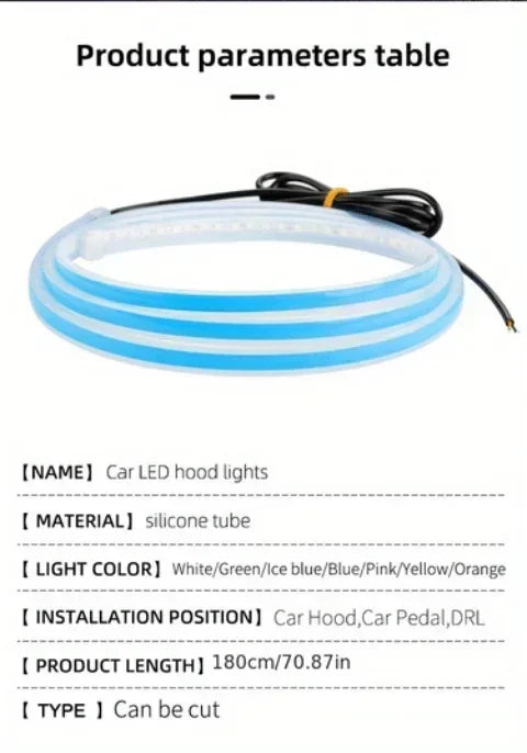 Luces LED DRL Decorativas para Capó y Puertas de Auto 12V