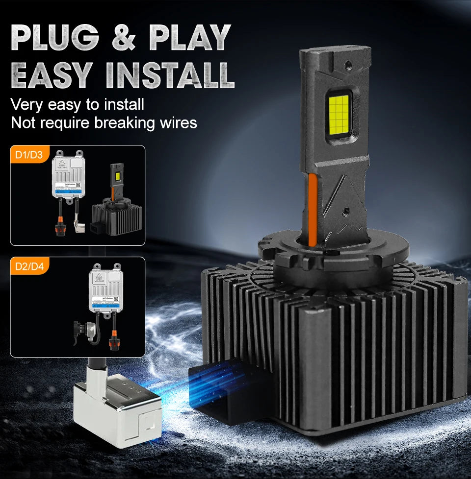 Focos LED D1S D2S D3S D4S Canbus 1200W 6000K Plug & Play para Auto