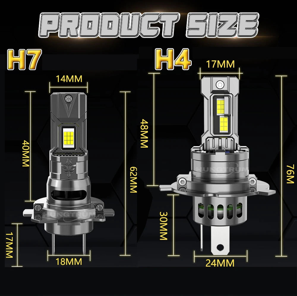 H7 H4 Led Canbus Lights for Car High Power Headlight Ultra Powerful Turbo Bulb Motorcycle Ampoule LED H7 Automobile Lamp Foggers