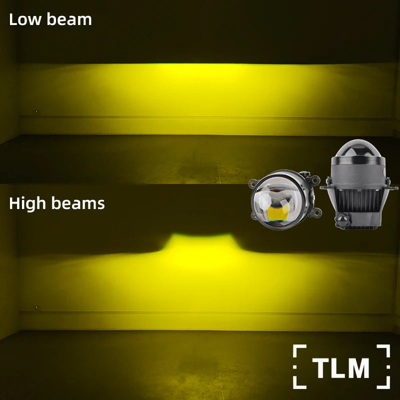 H11 LED Fog Light Headlight Bulb Pure White Light Dual LED Projector Lens High and Low Beam High Power 80W Universal Fog Lights