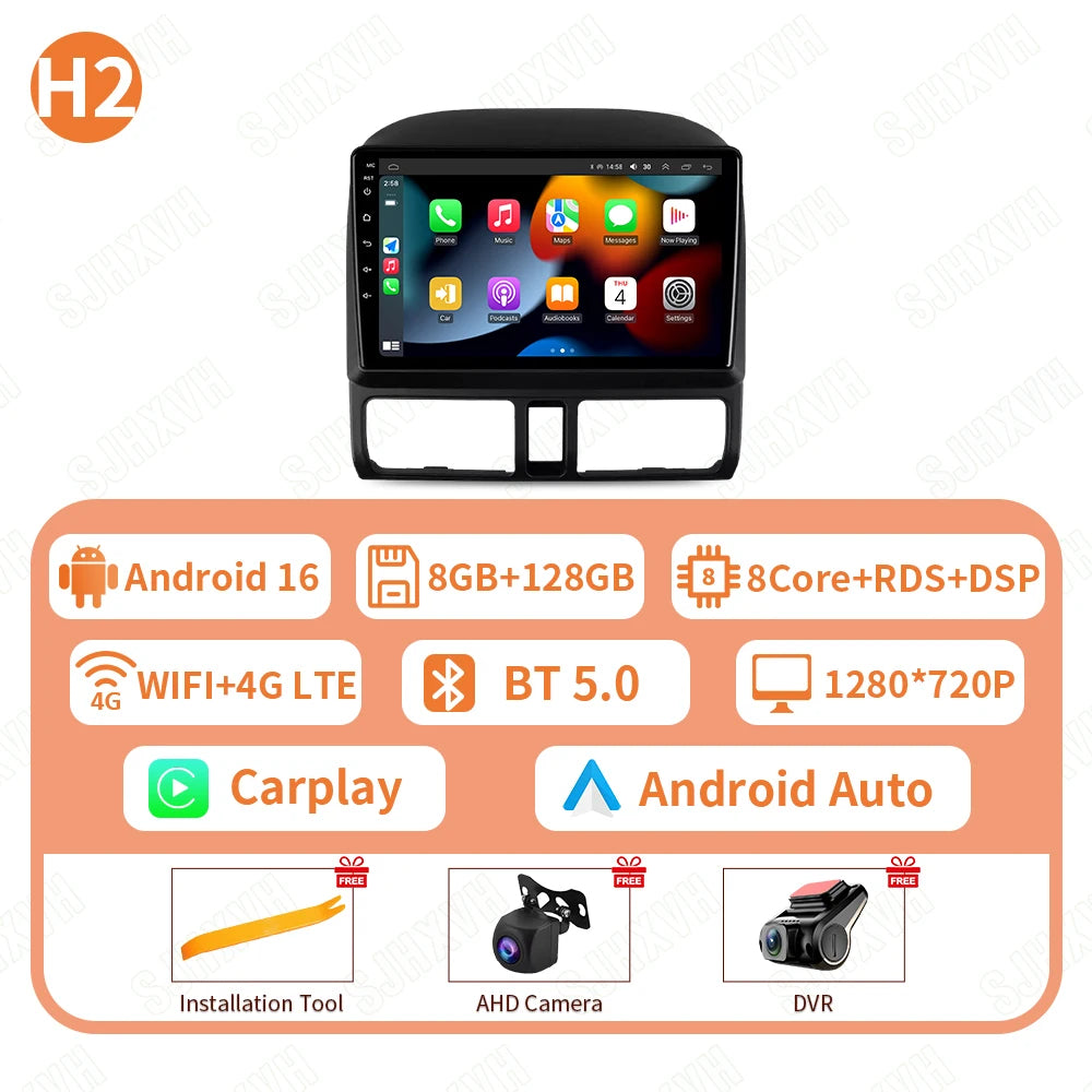 Android 16 Car For Honda CR-V CRV 2001 2002 2003 2004 2005 2006 Automotive Multimedia Video Player Navigation GPS Carplay Screeo