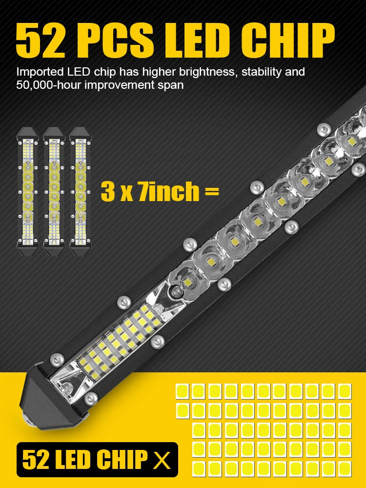 Barra LED 21" Off-Road 156W 6000K IP68 para ATV, UTV y Camiones