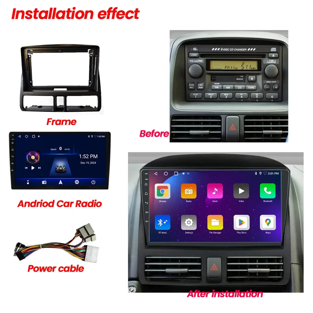 Vehicle radio Fascia 9 inch Frame 2 Din Car Radio Fascia for Honda CRV 2002 2003 2004 2005 2006 Installation Car Frame Trim