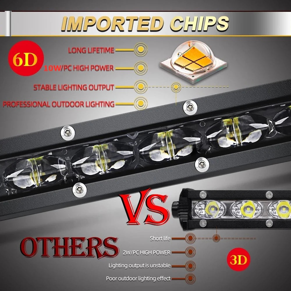 Barra LED 8" Off-Road 30W 6500K IP68 para Camiones, SUV y ATV