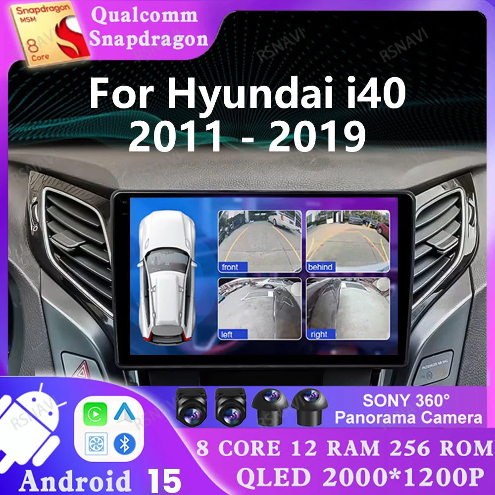 Android 15 Car Radio For Hyundai I40 2011 - 2019 2DIN 4G LTE GPS Autoradio Multimedia DSP 2 DIN QLED 5G WIFI Qualcomm BT Stereo