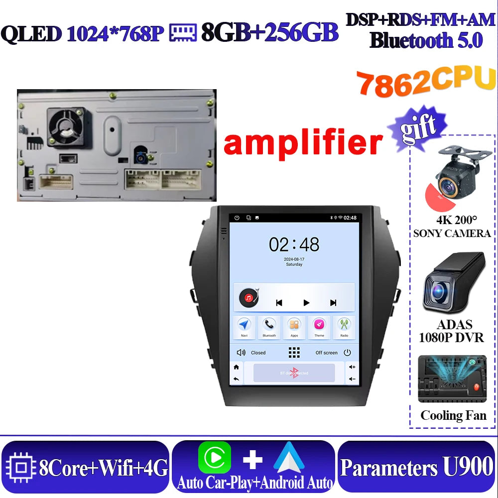 Android16 9.7'' Car Radio For Hyundai Santafe 2013-2017 IX45 2013-2017 Android auto Multimedia Player Carplay Auto 5G Navigation