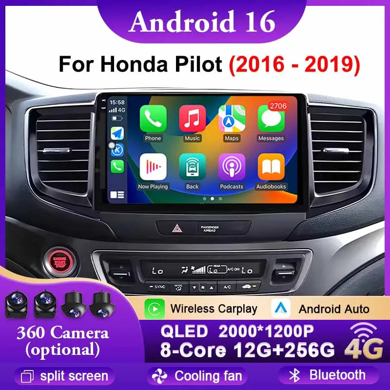 Radio Android 10" para Honda Pilot 2016-2019 con GPS y Bluetooth