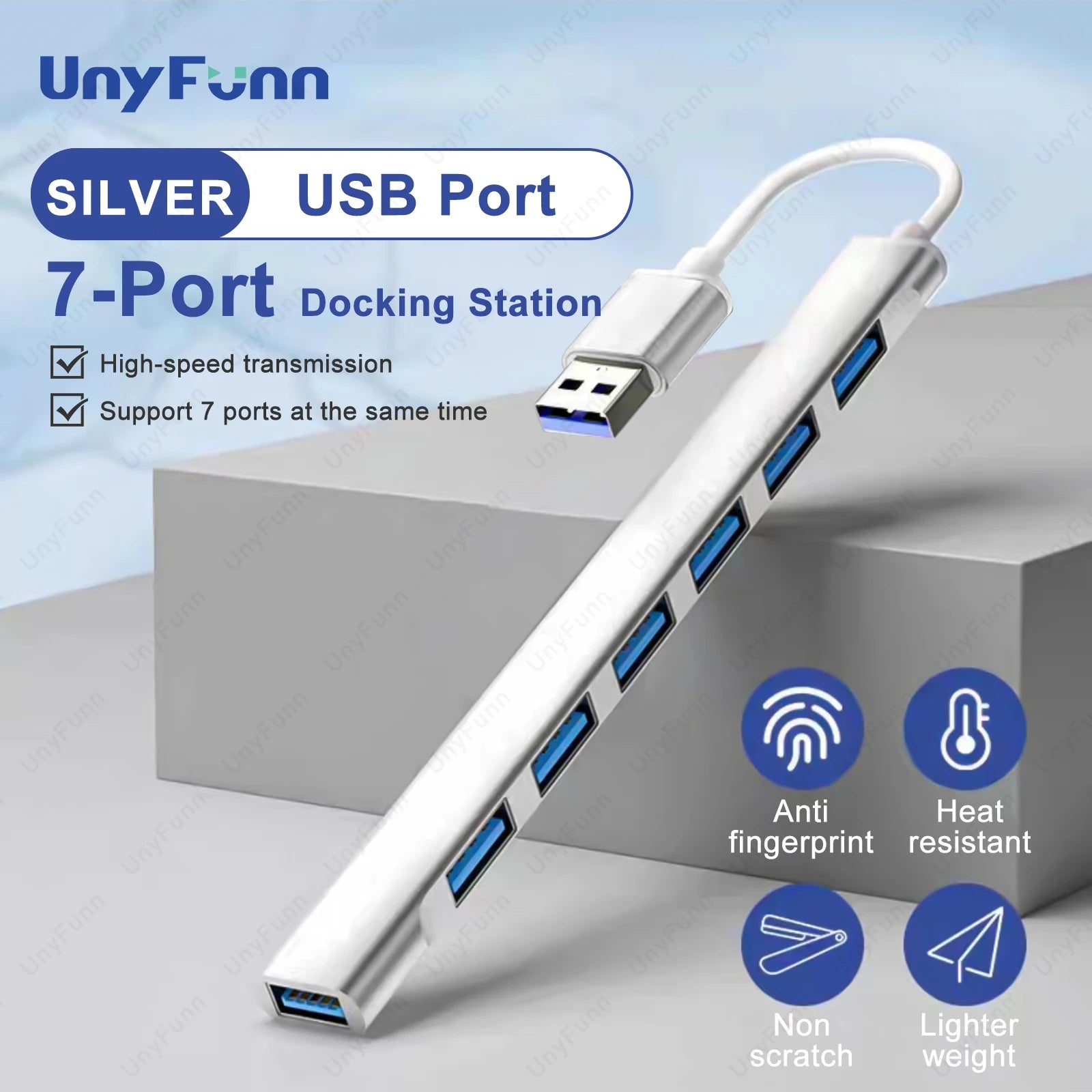 Hub USB 7 Puertos Tipo C USB 3.0 para MacBook, PC y Laptop