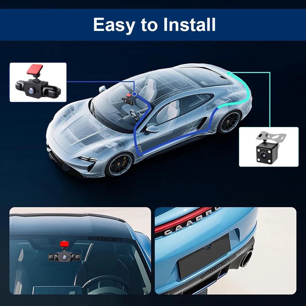 Dash Cam 4 Cámaras HD con Visión Nocturna y Grabación 24H