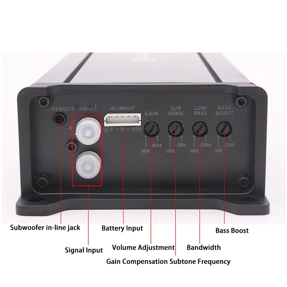 Amplificador Monocanal Clase D para Auto 1000W 12V