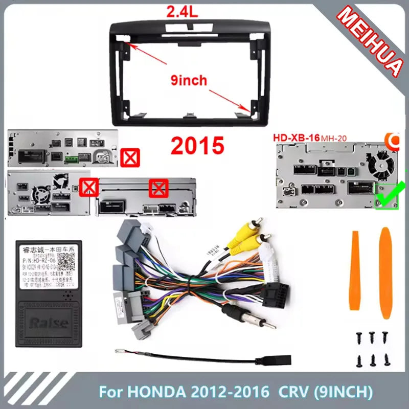 Marco y Arnés para Radio 2 DIN Honda CRV 2012-2016