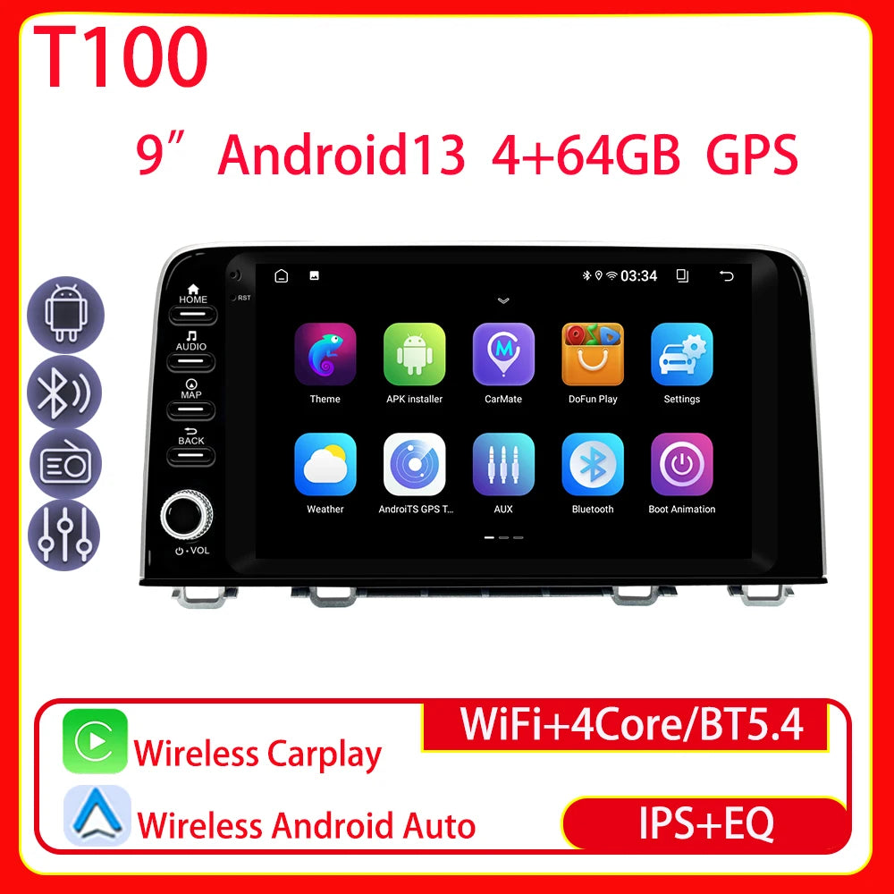 Radio Android 9" para Honda CRV 2017-2021 con CarPlay y GPS