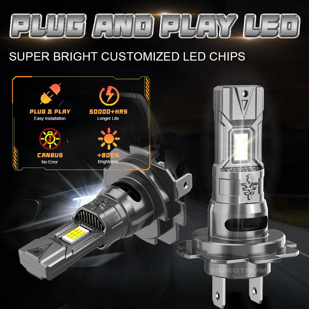 H7 H4 Led Canbus Lights for Car High Power Headlight Ultra Powerful Turbo Bulb Motorcycle Ampoule LED H7 Automobile Lamp Foggers