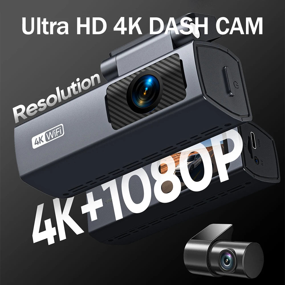 Dash Cam 4K para Auto con Grabación 24H y Monitor de Estacionamiento