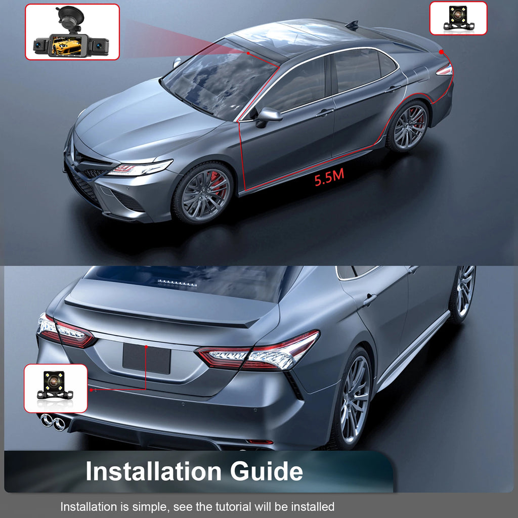 Dash Cam 4 Cámaras FHD 1080p con WiFi y Monitor de Estacionamiento