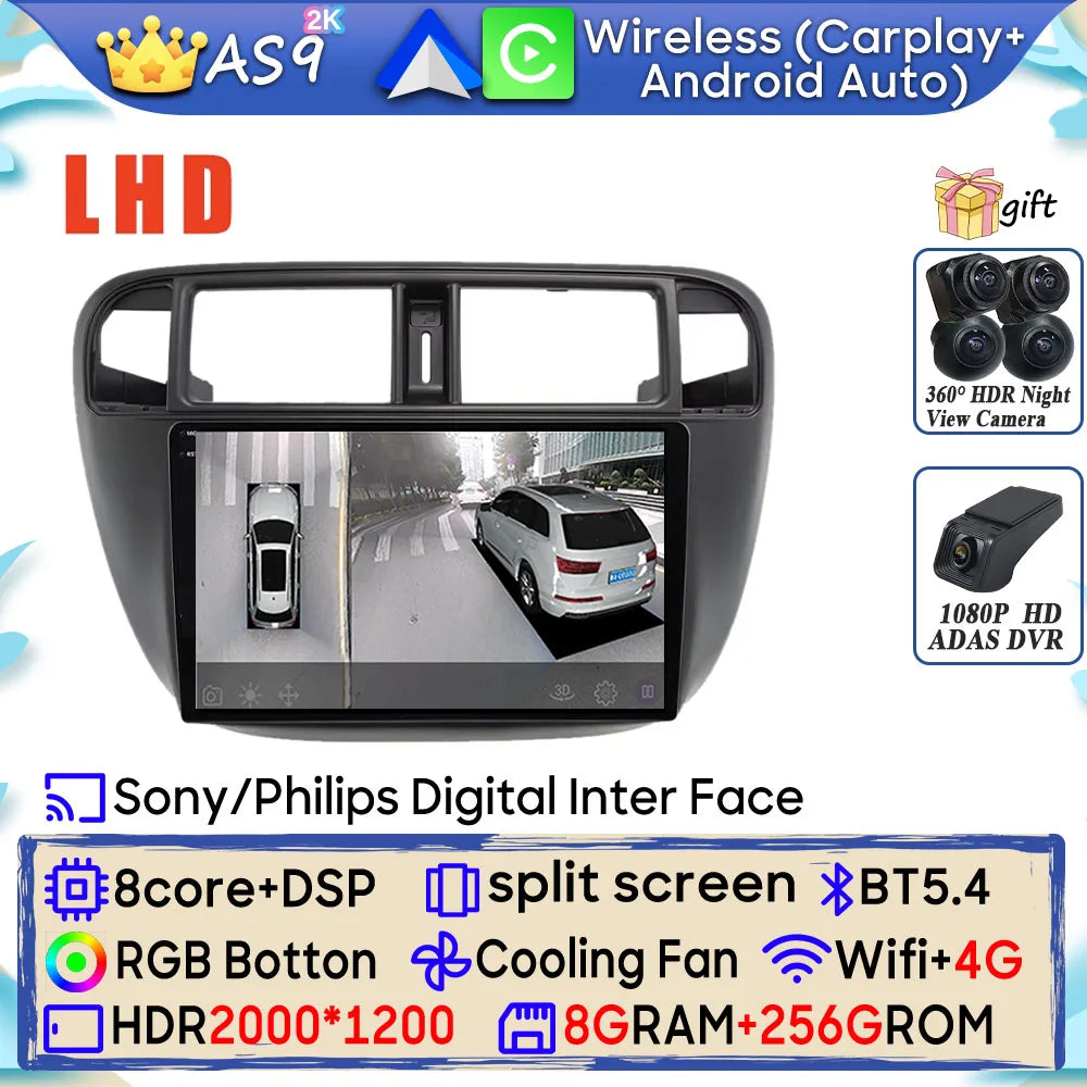Radio Android 9" para Honda Civic 1995-2001 con GPS, CarPlay y WiFi