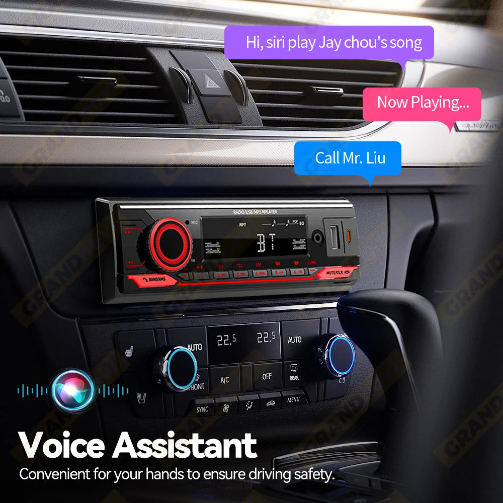 Radio 1 DIN para Auto con Bluetooth, FM, USB Tipo C y Control Remoto