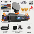 Dash Cam 4 Cámaras FHD 1080p con WiFi y Monitor de Estacionamiento