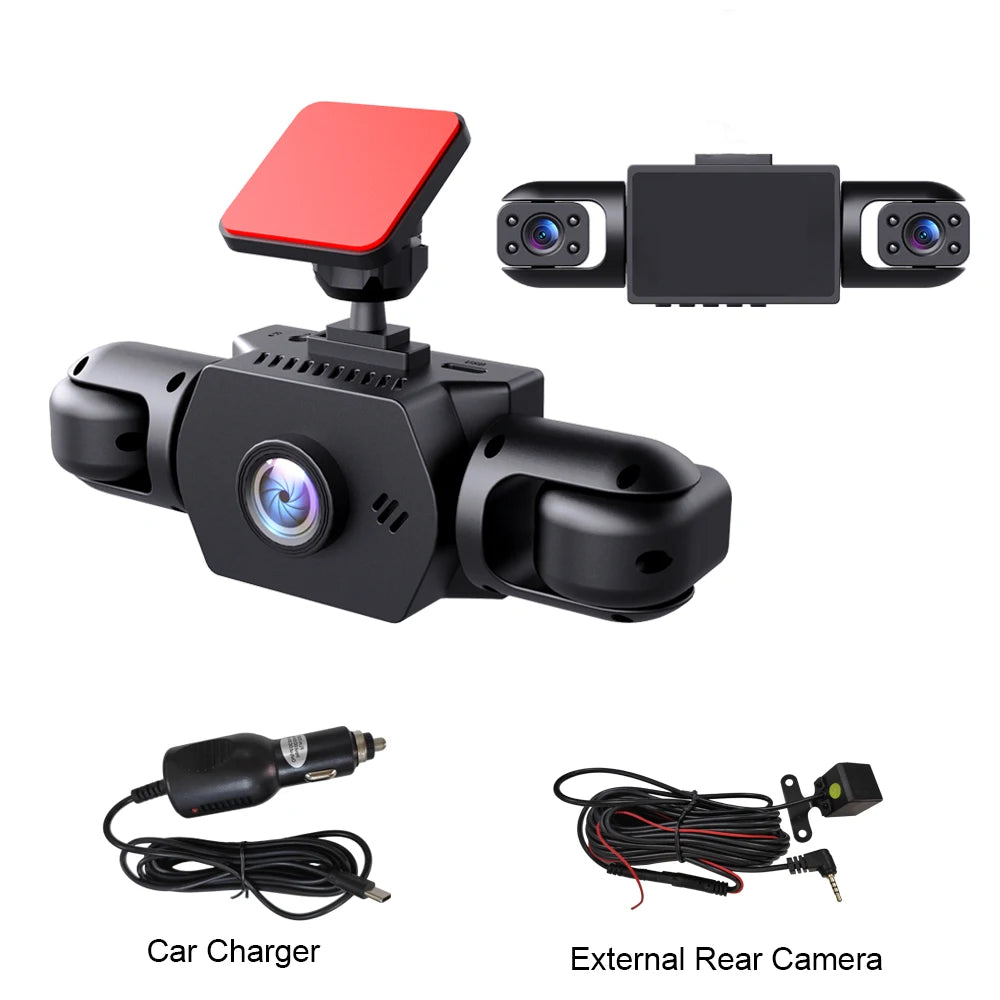 Dash Cam 4 Cámaras HD con Visión Nocturna y Grabación 24H