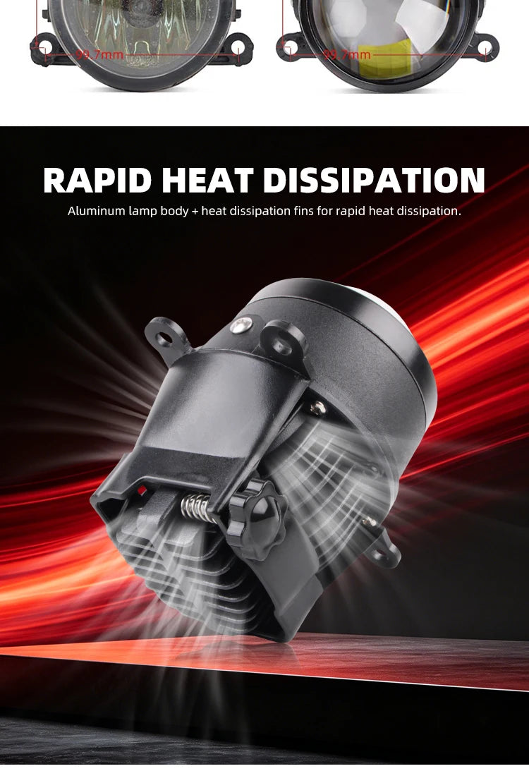 H11 LED Fog Light Headlight Bulb Pure White Light Dual LED Projector Lens High and Low Beam High Power 80W Universal Fog Lights