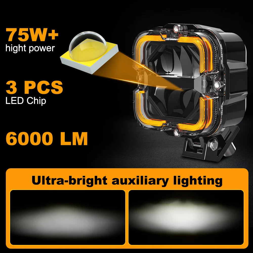 LED Work Light 60W Hi/Lo Amber DRL Off-Road 12-32V