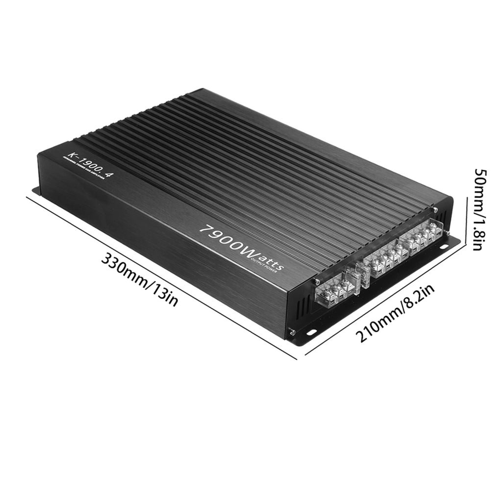 Car Amplifier Power Amplifier Car Audio Amplifier 7900W High Power Aluminum Alloy 12V 4 Channel Car Stereo Power Amplifier Black