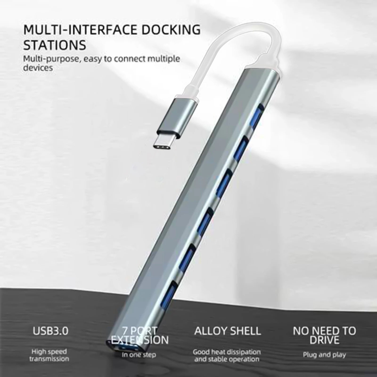 Hub USB 7 Puertos Tipo C USB 3.0 para MacBook, PC y Laptop