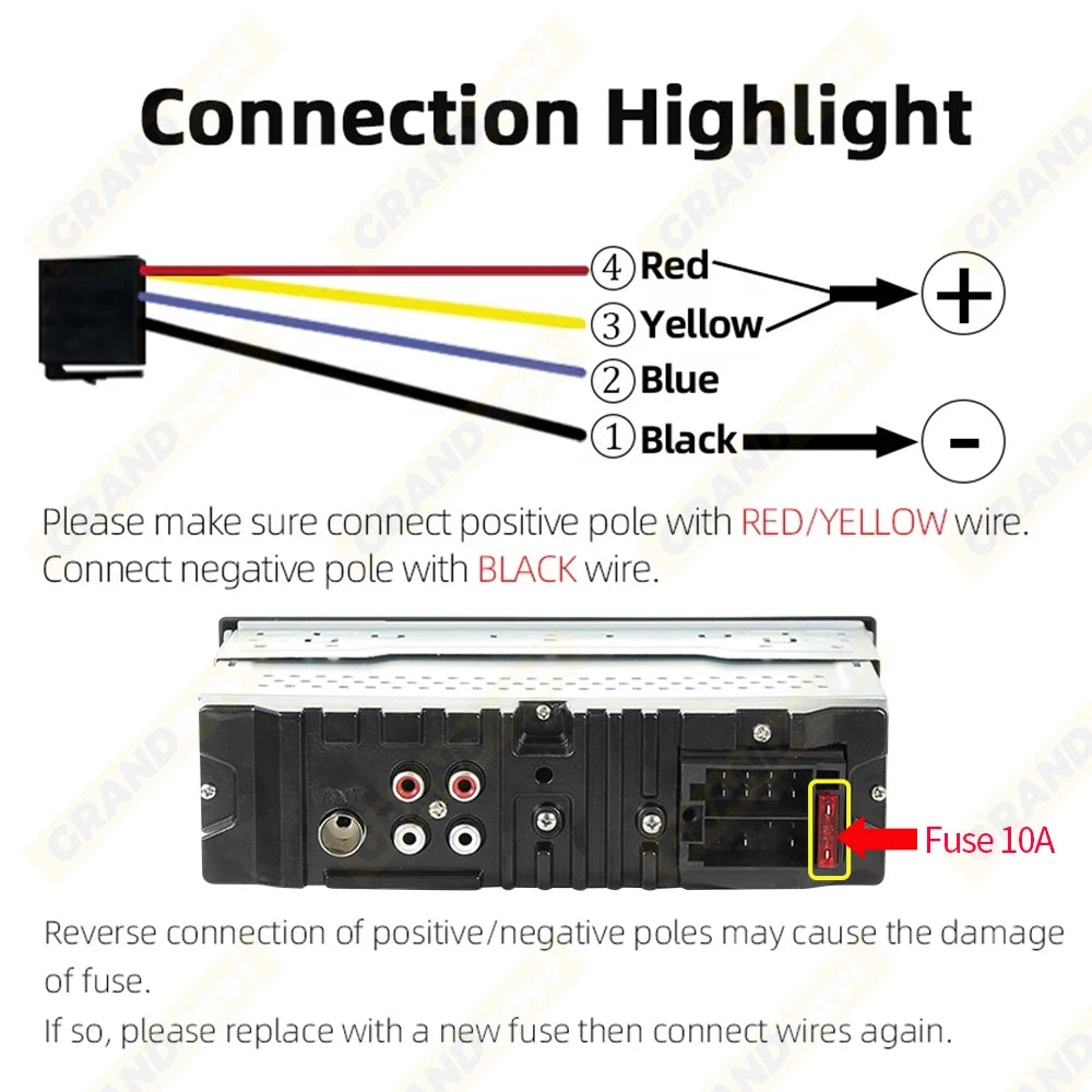 Radio 1 DIN para Auto con Bluetooth, FM, USB Tipo C y Control Remoto
