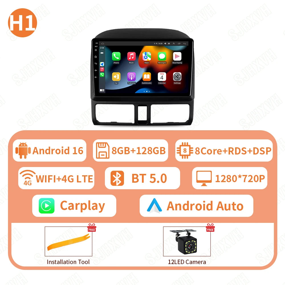 Android 16 Car For Honda CR-V CRV 2001 2002 2003 2004 2005 2006 Automotive Multimedia Video Player Navigation GPS Carplay Screeo