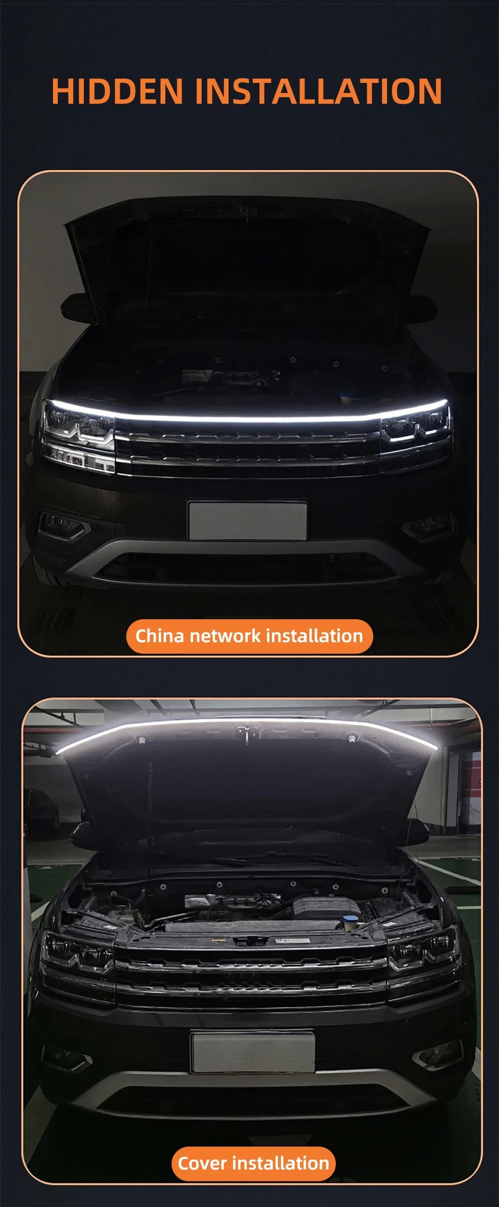 Luces LED DRL Decorativas para Capó y Puertas de Auto 12V