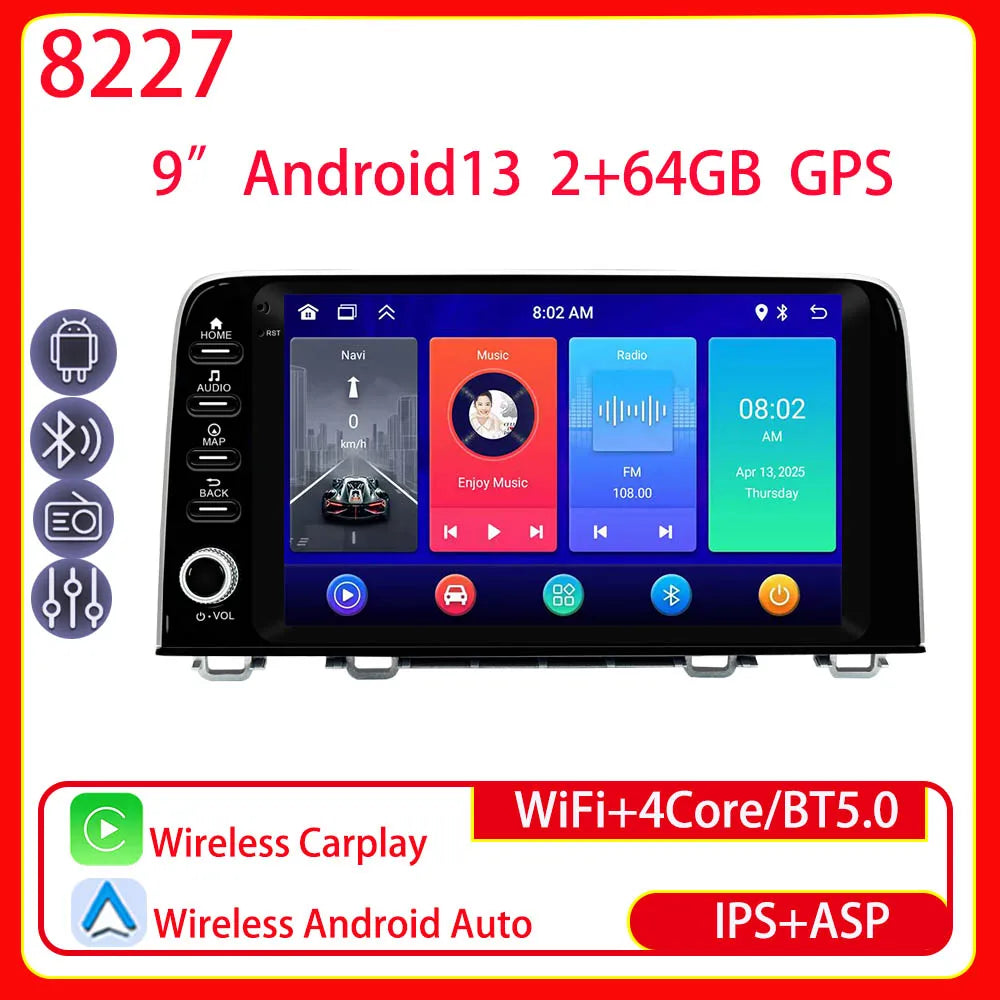 Radio Android 9" para Honda CRV 2017-2021 con CarPlay y GPS